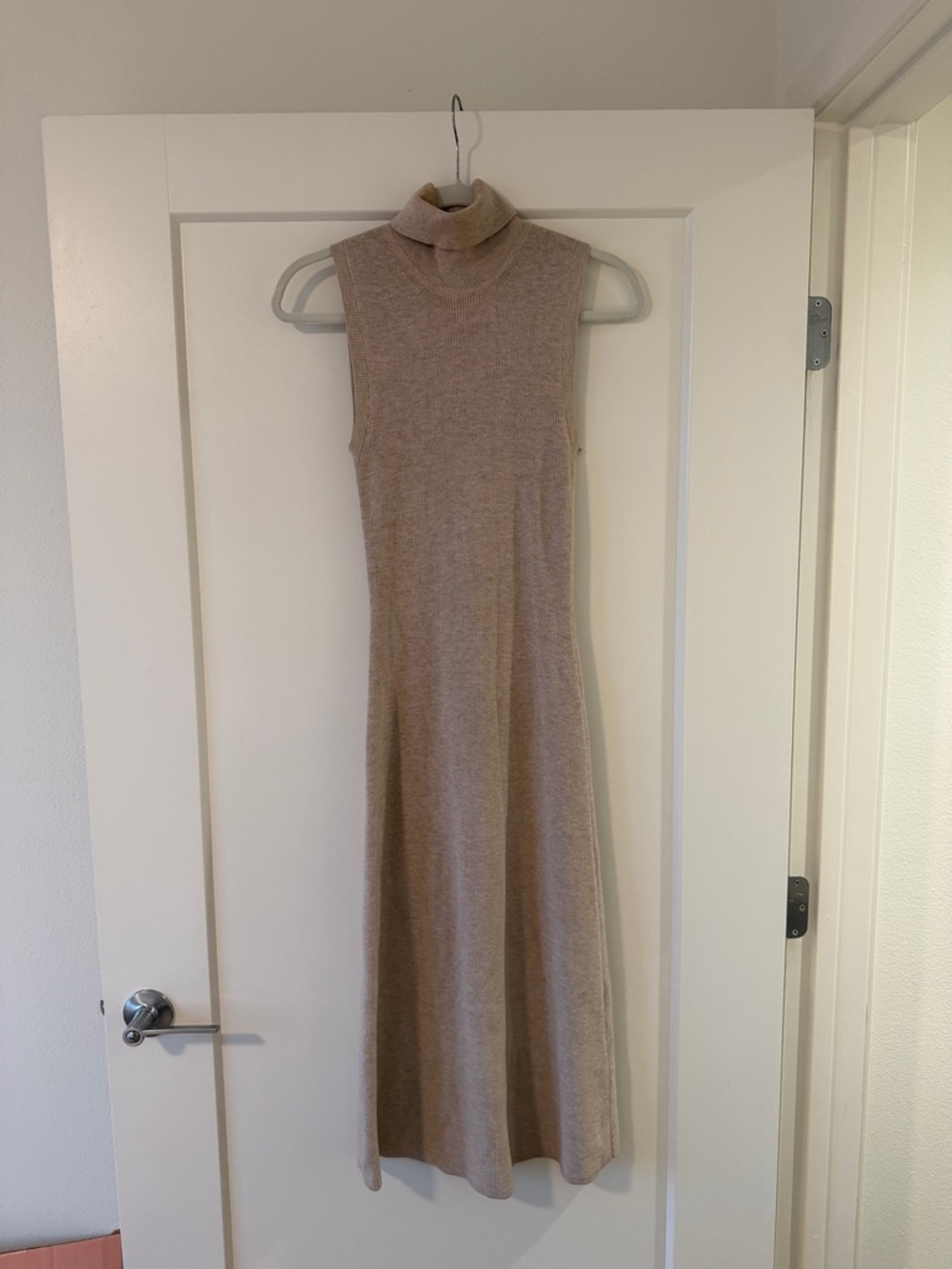 Aritzia Wilfred Sleeveless Turtleneck Knit Maxi Dress - Taupe